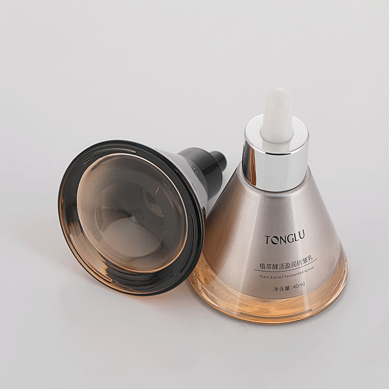 New arrival cosmetic glass bottle 40ml conical dropper bottle essential oil bottle press tip thick bottom essence refill bottle