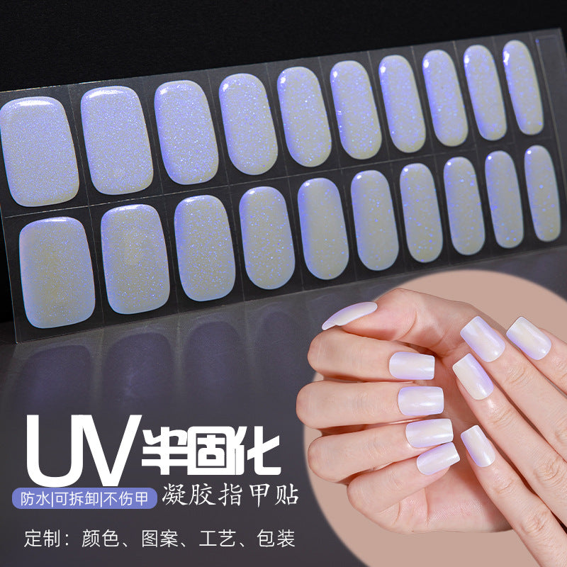 gel manicure stickers waterproof aurora color-changing mirror nail stickers foreign trade customized uv semi-cured manicure stickers