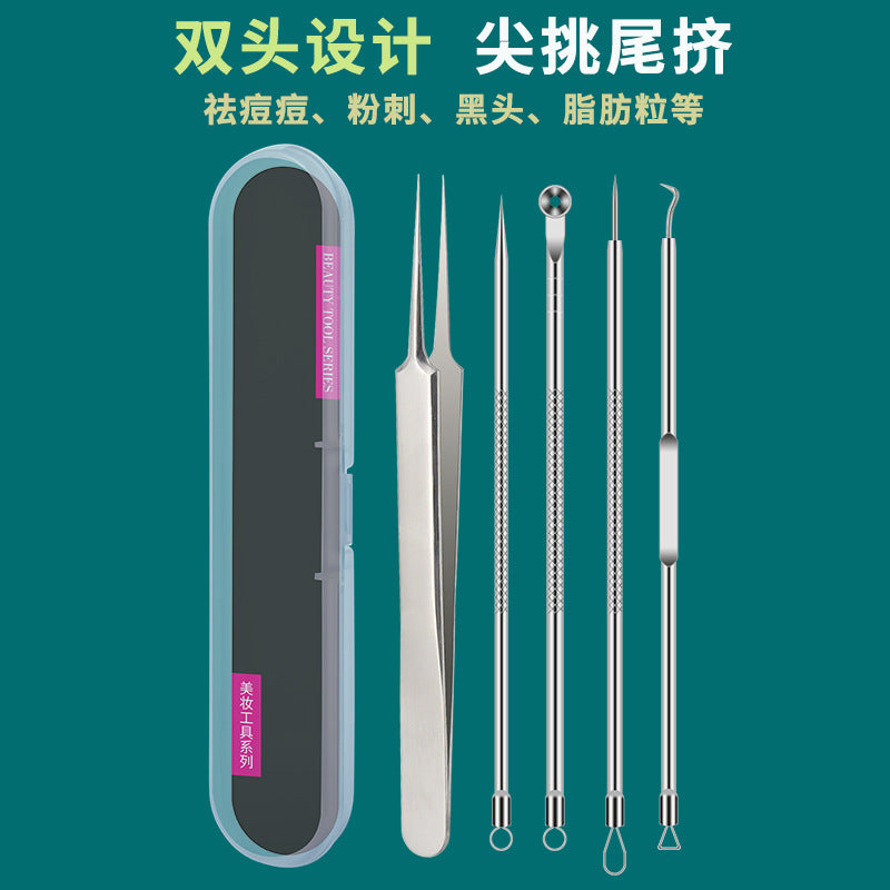Blackhead remover kit with acne needle, tweezers, and extractor - professional grade pimple popper for home use