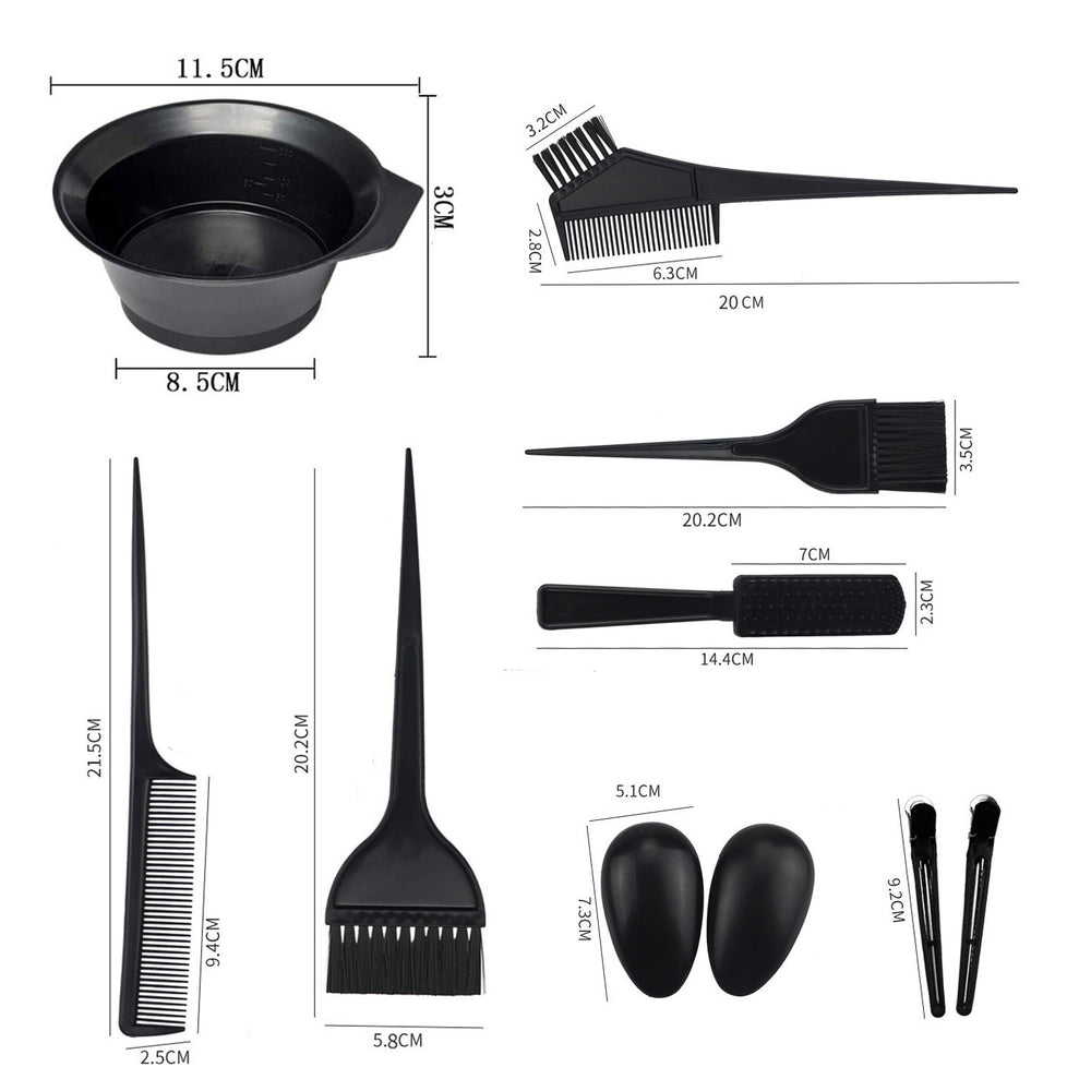 Hairdressing tools double-sided hair dyeing comb baking oil brush black plastic single-sided care brush highlighting comb 11-piece suit