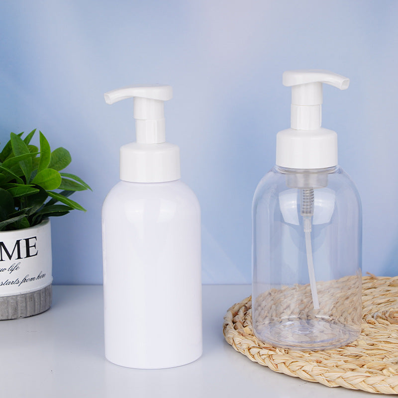 Pet 500ml foaming pump head hand soap bottle empty plastic bottle for dispensing facial cleanser foam custom bottle