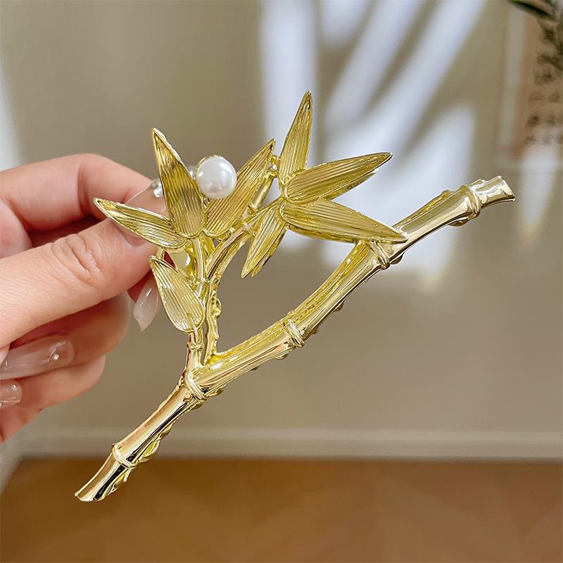 Bamboo accessible luxury hair clip classy metal gripper large back of the head hair gripper hair volume multi-hair headdress shark clip