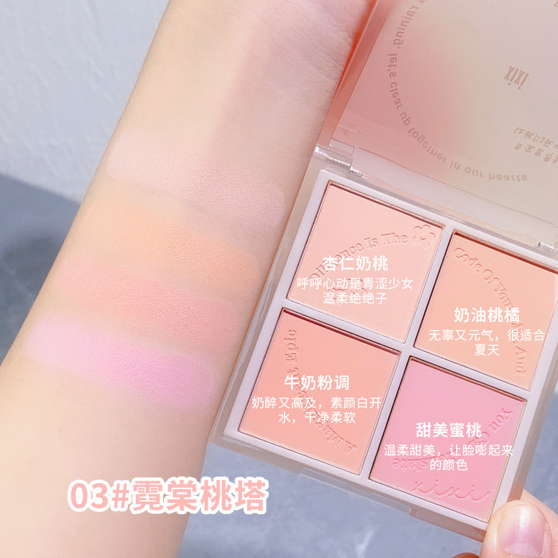 Xixi rushes to the sunset four-color blush to brighten the contour of the vitality girl's daily whitening peach matte rouge wholesale