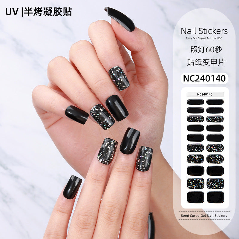 Zhengxiang personalized gel manicure stickers onion powder jumping color nail polish film uv lamp semi-baked semi-cured nail stickers wholesale