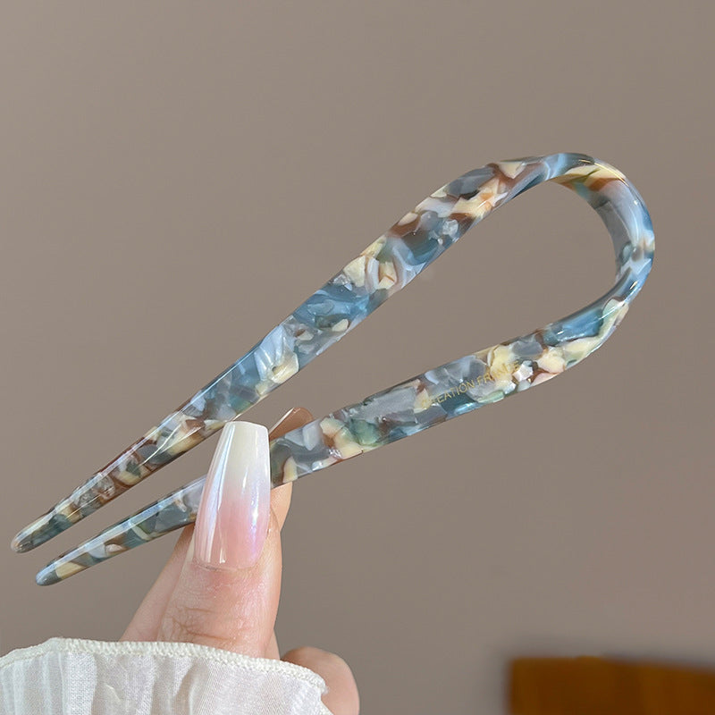U-shaped acetate hairpin for women, classy sense of ins, new chinoiserie hairpin, headwear, casual modern daily hairpin