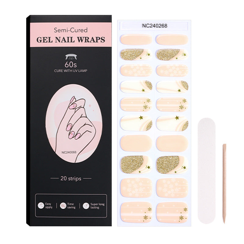 Zhengxiang custom christmas gel nail stickers - cartoon snowflake plaid european & american cross-border uv semi-cured nail decals