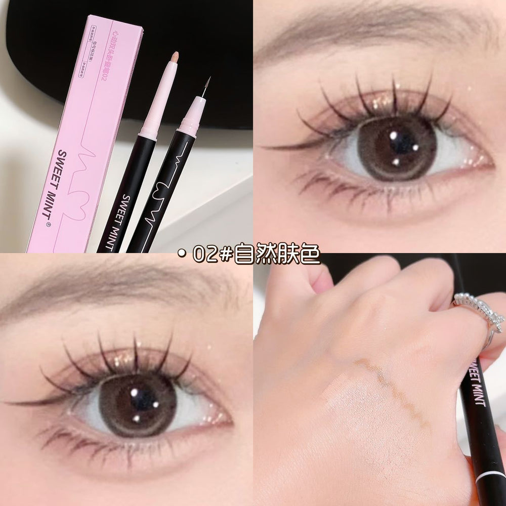 Domestic sweet mimt heartbeat double-headed silkworm pen for women highlighting and brightening outlining to shadow dual-purpose eyeliner