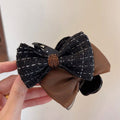 Double-layered bow-black coffee color
