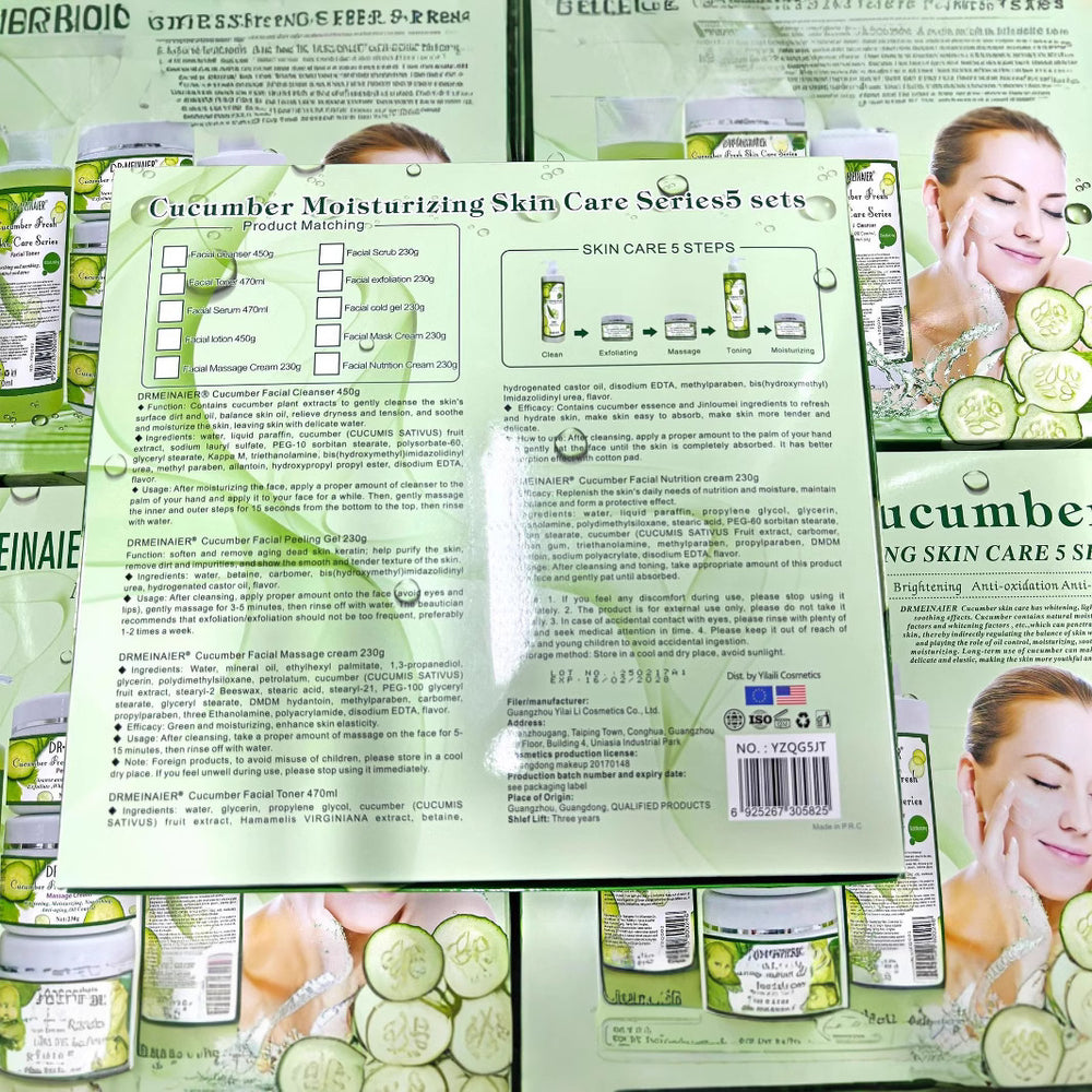 cucumber beauty salon skincare set - 5-piece massage skincare kit - wholesale for export