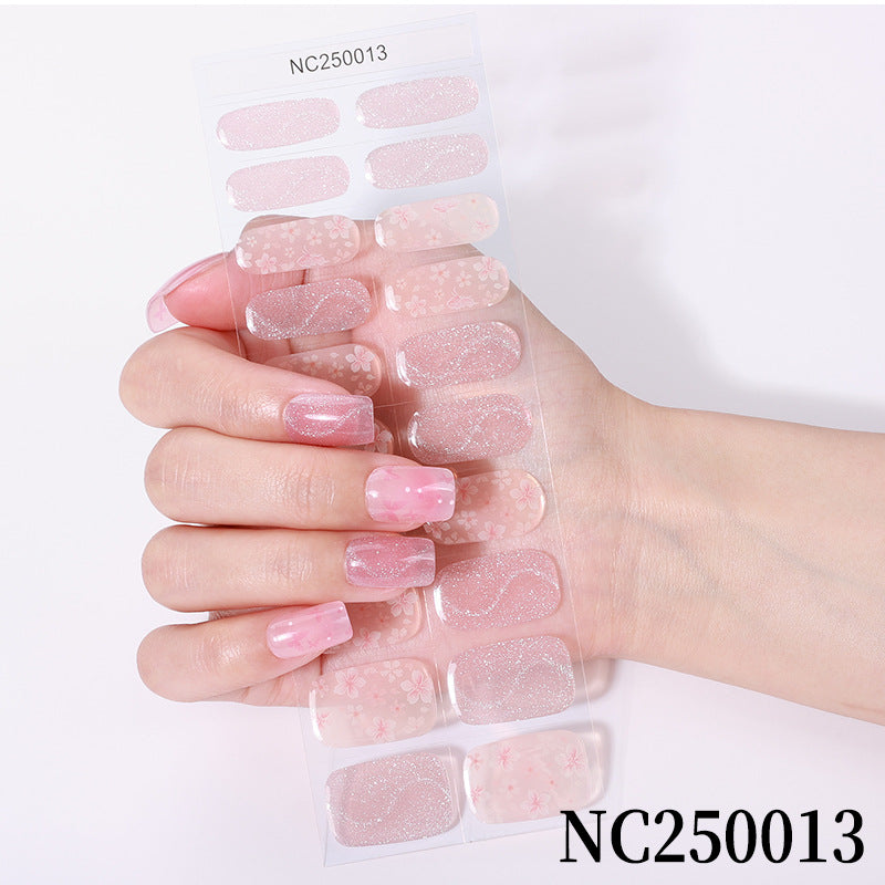 fashion cat eye semi-cured gel nail sticker onion powder explosive pink butterfly nail art sticker full waterproof
