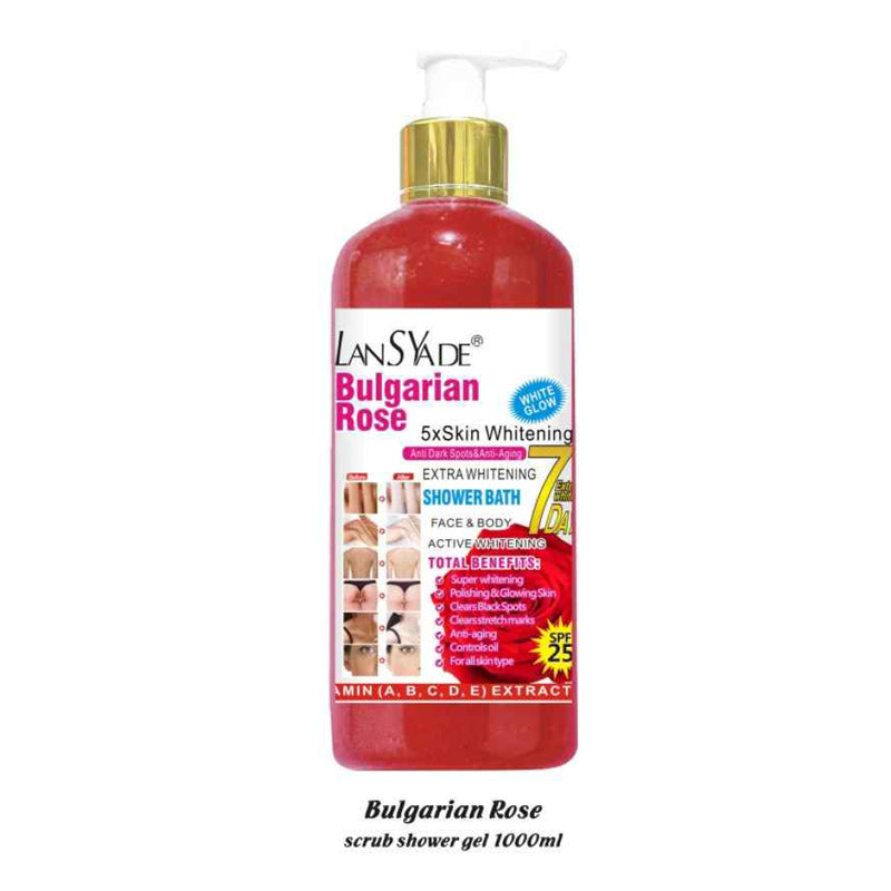 English body wash 1000ml scrub shower gel brightens skin, removes blackness, silky skin, rich foam, exfoliates