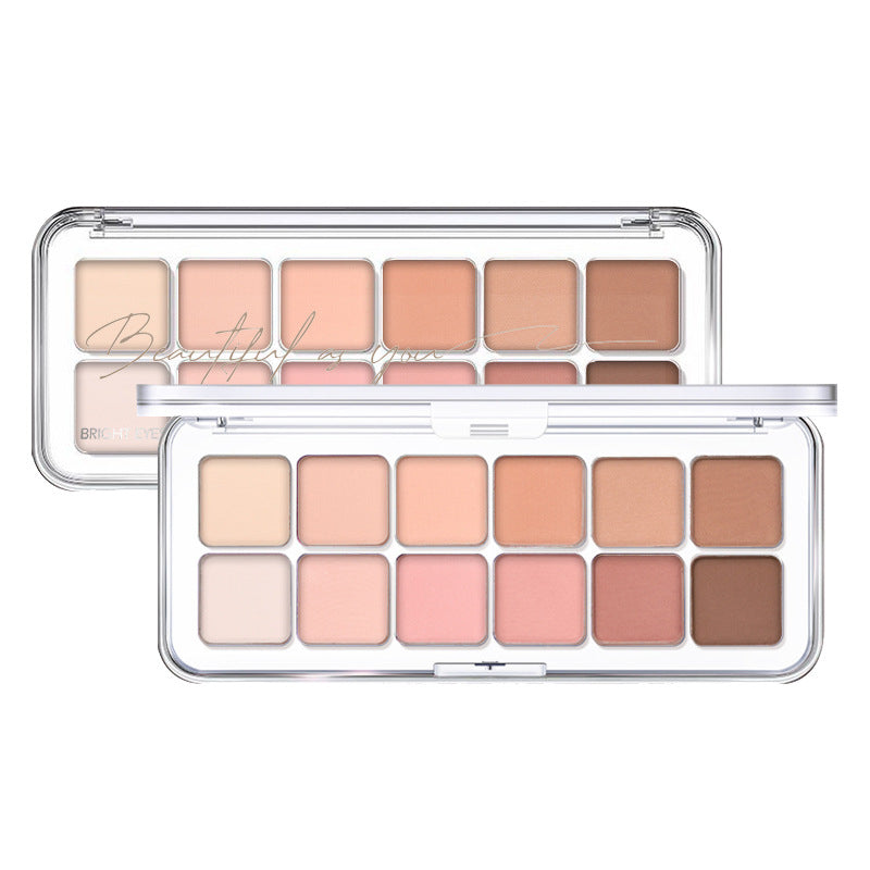Mackandy 12-color eyeshadow palette - shimmer, matte, low-pigment korean-inspired pink, brown, and earth tones