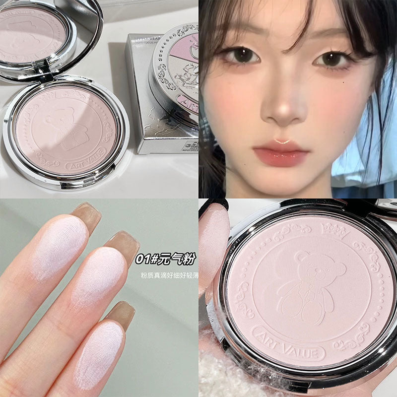 Art value little bear knight soft focus powder - clear, soft focus, matte finish, concealing, waterproof, long-lasting setting powder