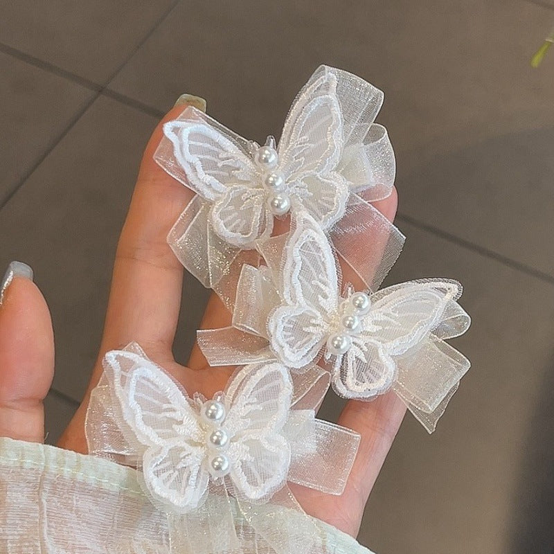 Gentle fairy butterfly pearl hair clip women's side classy bow duckbill clip hair clip headwear hair accessories