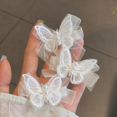 Gentle fairy butterfly pearl hair clip women's side classy bow duckbill clip hair clip headwear hair accessories