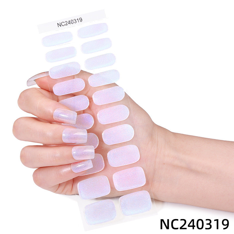 Uv gel nail art stickers - hardening lamp required - european & american aurora style - cross-border semi-cured nail stickers - custom options available