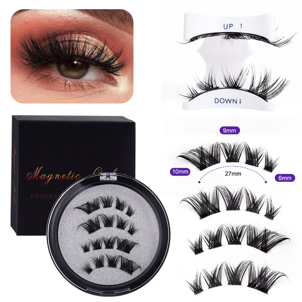 Pingdu magnetic false eyelashes amazon fashion thick strong magnetic 2 pairs black stem eyelash curler suit factory wholesale