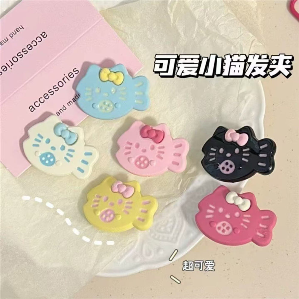 Cute custard bear series hair clip set - sweet & girly bang clips & high-elastic hair ties wholesale