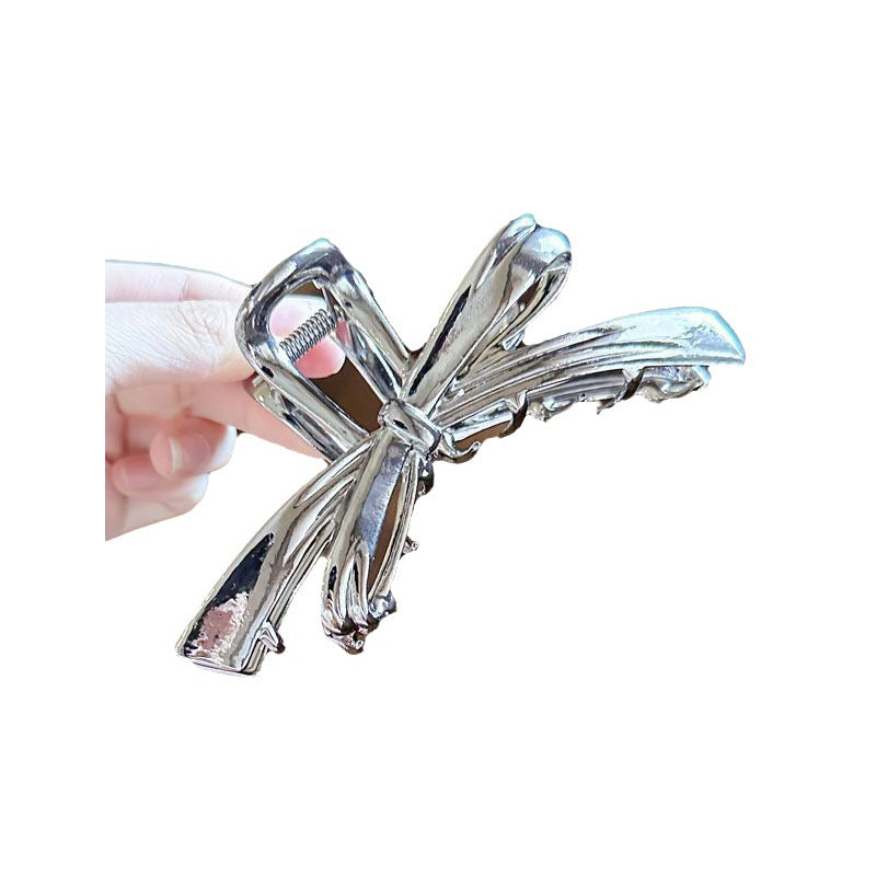 Original bowknot metal large claw clip for women - perfect for thick hair, shark clip style, minimalist design, elegant hair accessory