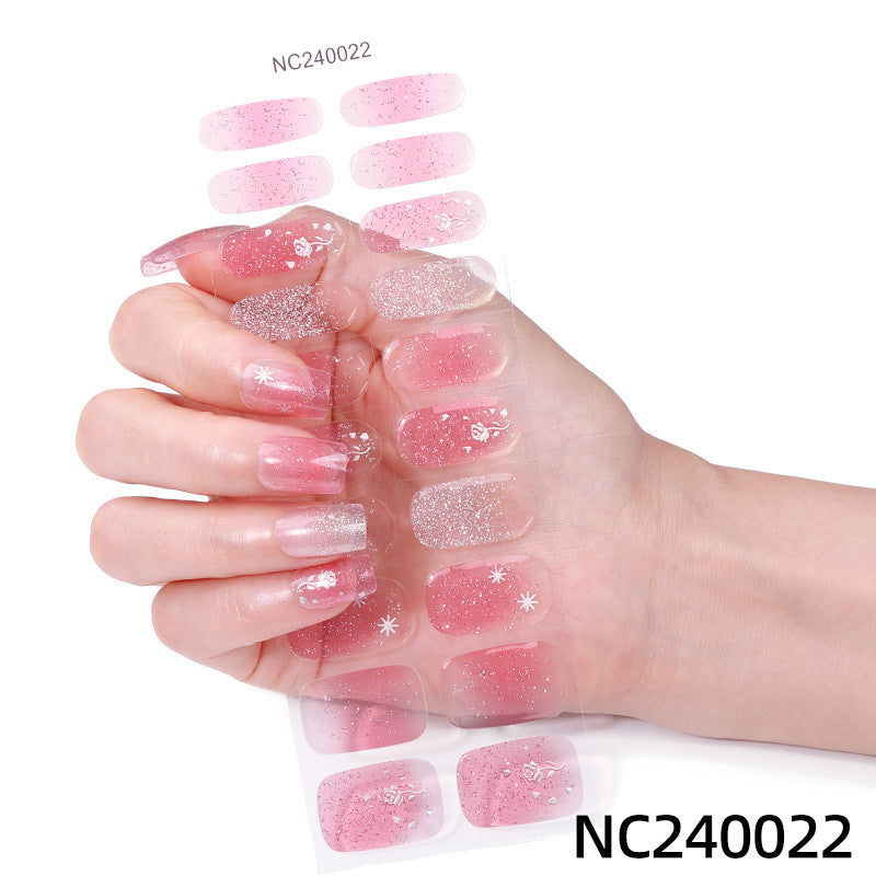 Baking lamp hardening uv second generation gel manicure stickers waterproof hot stamping korean cross-border semi-cured nail stickers personalized