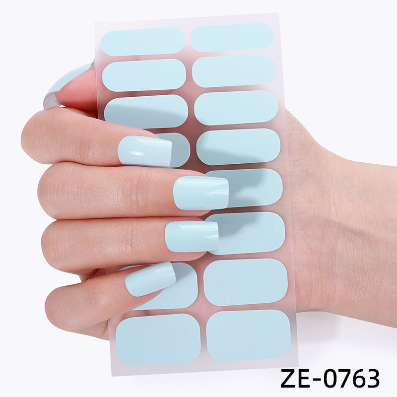 European and american new solid color nail art stickers, full cover nail polish film, designer logo stickers, candy iridescent sweet style