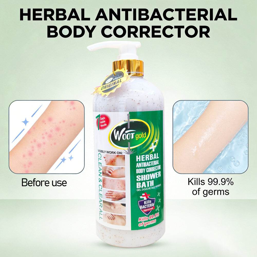 natural herbal antibacterial shower gel 1000ml, gentle exfoliation, visible skin improvement in 7 days shower gel