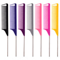 Hair comb sectioning highlight pointed tail steel needle comb tony cover hairdresser hair comb colorful wig comb wholesale