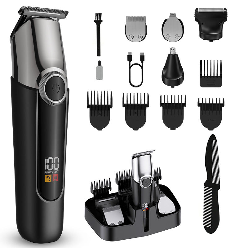 new arrival multifunctional five-in-one electric hairdresser digital display waterproof oil head engraving electric clipper suit