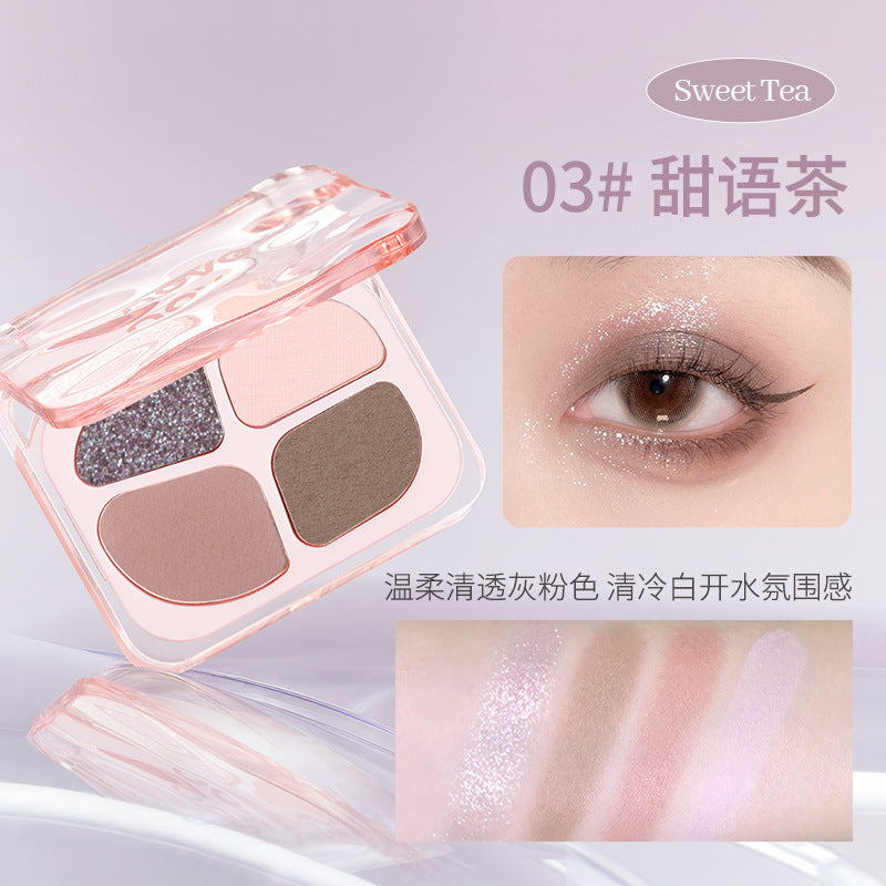 Makeup novo smart four-color eyeshadow silkworm palette pearlescent flash brightening highlight shadow eyeshadow silkworm all-in-one palette