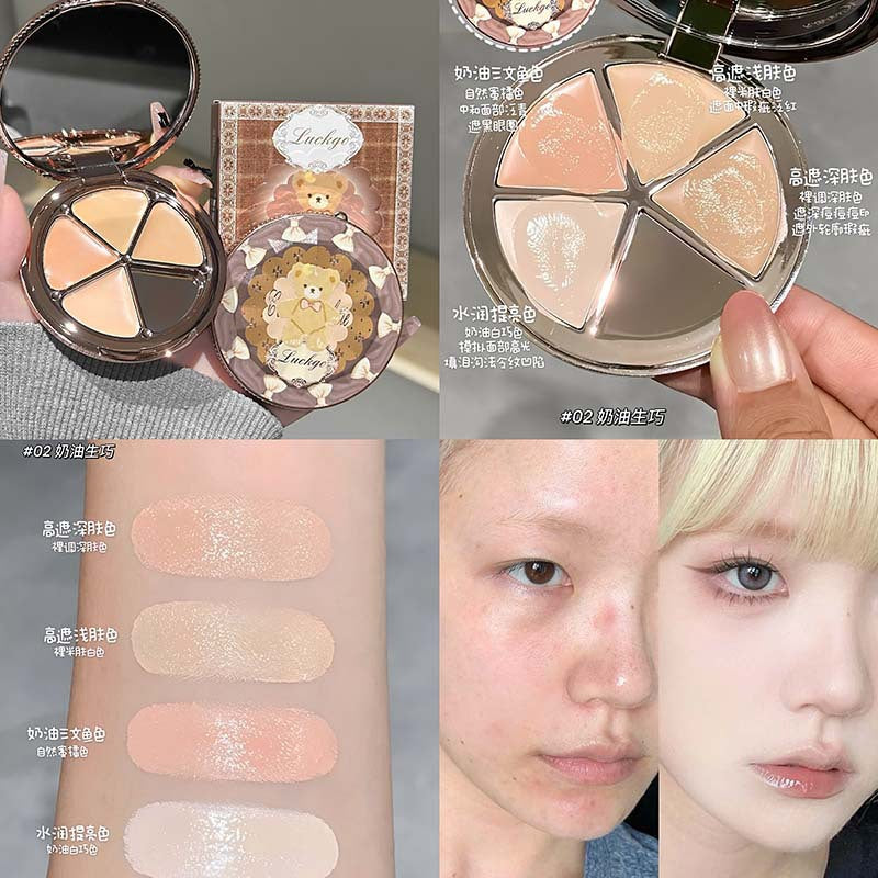 Luckgo pink sweetheart concealer palette - covers tattoos, facial spots, acne scars, dark circles, and tear troughs