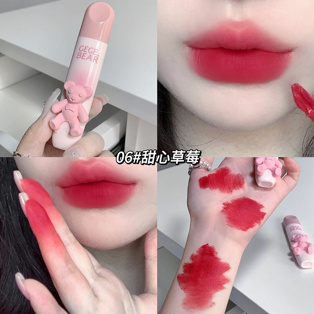 Gege bear tinted lip glaze - soft matte lip mud - perfect for students, no-makeup look, and brightening lips