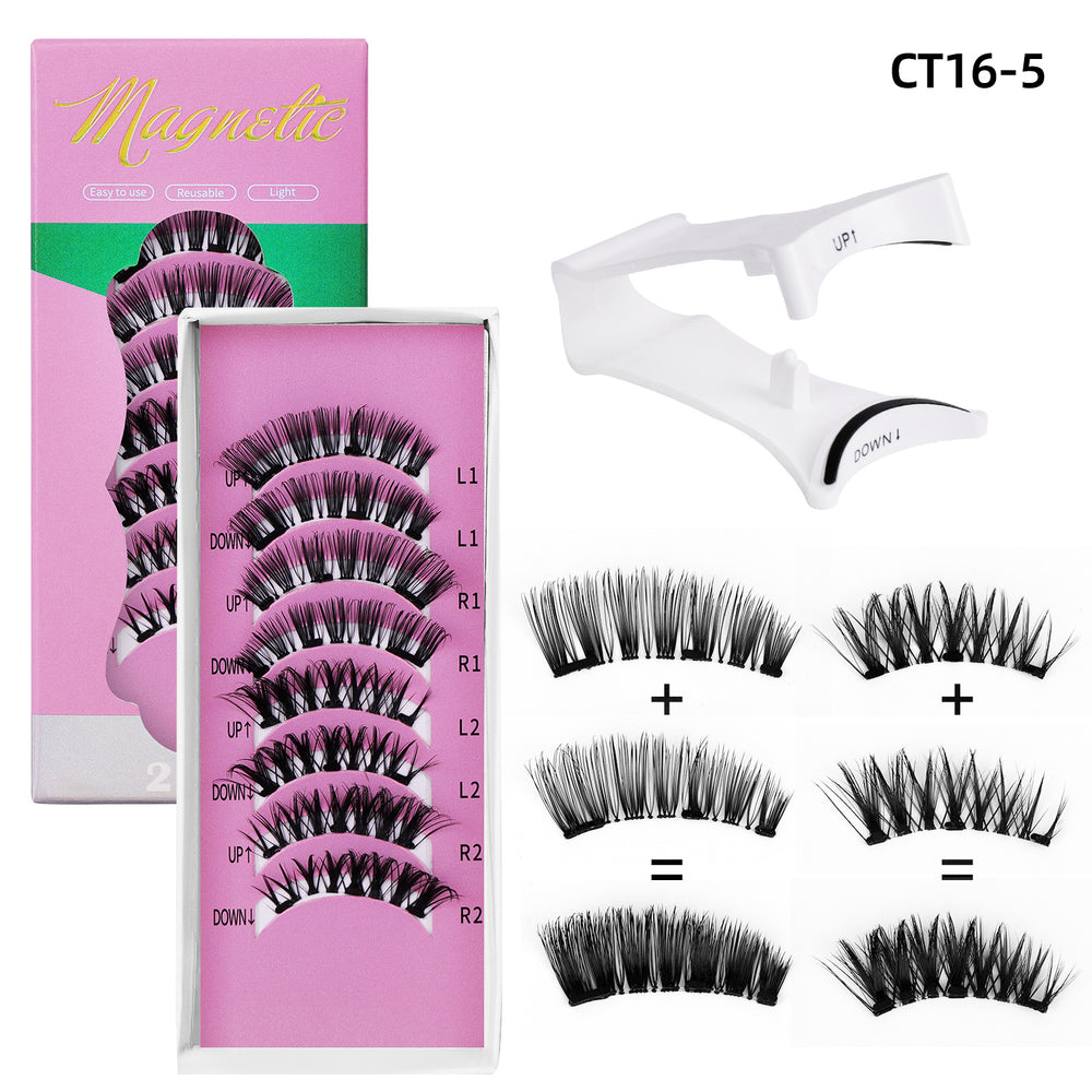new product magnetic false eyelashes 2 pairs european and american upgraded positioning magnetic eyelashes a whole box flatness wholesale