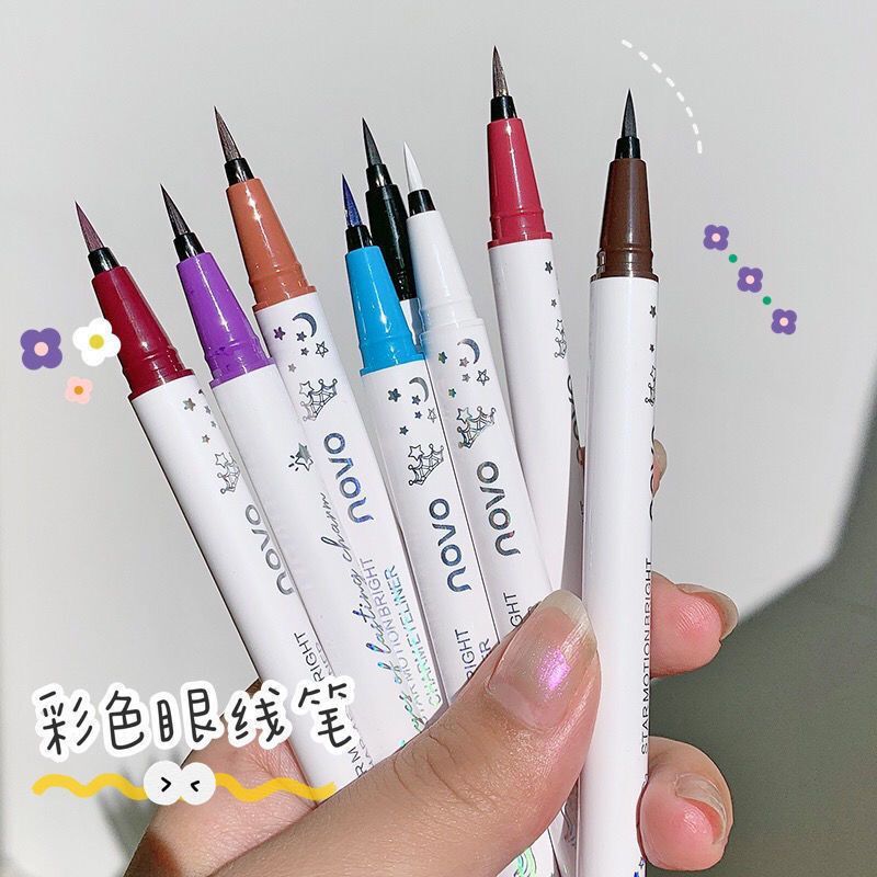 Novo colorful eyeliner for beginners: ultra-fine, soft bristles, waterproof, sweat-proof, long-lasting, smudge-proof liquid eyeliner