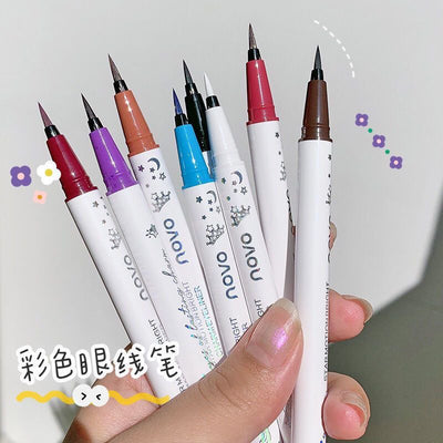Novo colorful eyeliner for beginners: ultra-fine, soft bristles, waterproof, sweat-proof, long-lasting, smudge-proof liquid eyeliner