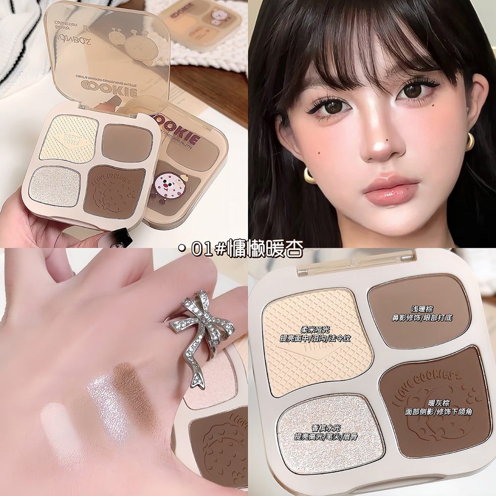 Jonbos embossed light and shadow quad contour palette - all-in-one sculpting, highlighting, and contouring set
