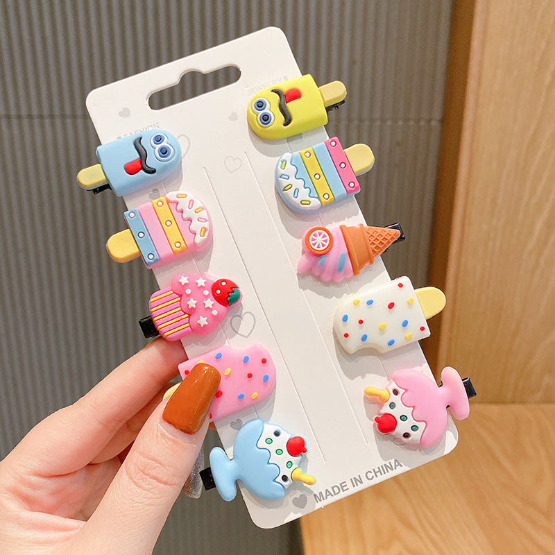 Korean style new children's fruit hair clips rainbow bobby pins mermaid side clips ice cream hair clips cute baby hair accessories