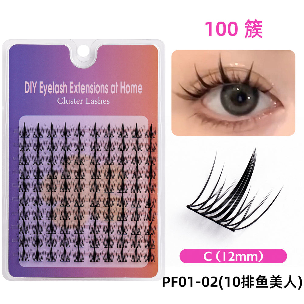 Qingdao natural false eyelashes, 10 rows segmented black band sunflower style, k-pop girl group stage makeup, glue-on false eyelashes