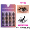 Segmented false eyelashes without glue, flat single cluster black stem, natural slender artificial fox style false eyelashes glue style