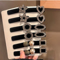Rhinestone flocking hairpin for women, back of head broken hair bb clip, forehead side bangs clip, classy hairpin headwear autumn