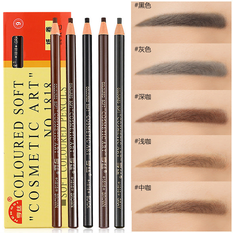 Authentic hengsi 1818 eyebrow pencil - waterproof, sweat-proof, smudge-proof. beginner-friendly, peel-off, sharpenable chisel tip eyebrow pencil