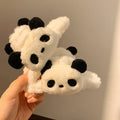 Plush claw clip - cute fluffy shark clip - autumn/winter panda hair clip - women's 2024 new back of head clip - hair accessory