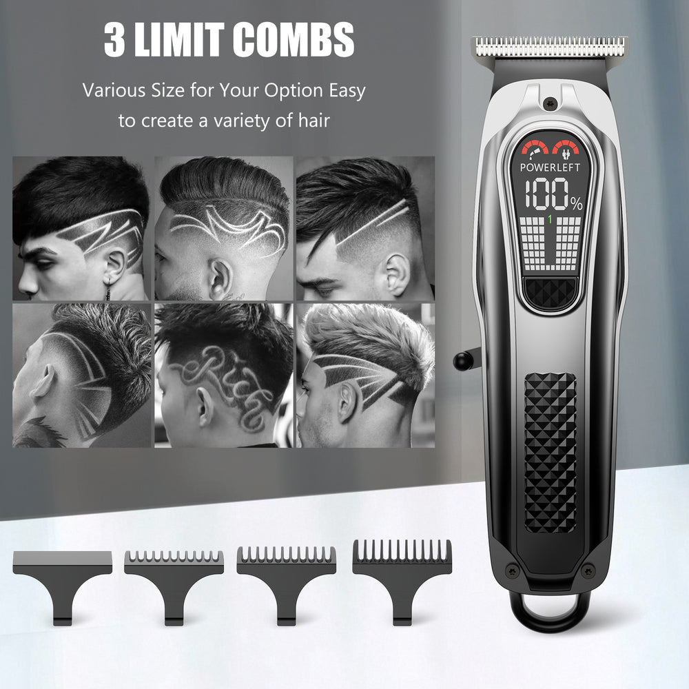 popular hairdressing set electric clipper digital display type-c rechargeable electric clipper engraving hairdressing scissors for home use