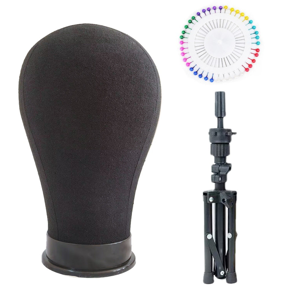 Canvas head mold can be inserted with pins to place wig stand dummy head model styling model head cloth display tripod