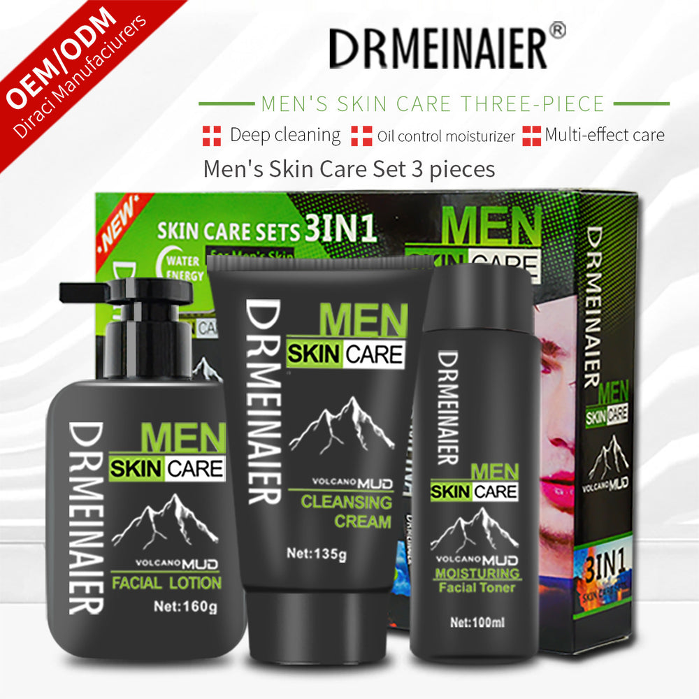 men's skincare set: cleansing, hydrating, moisturizing, and brightening 4-piece kit