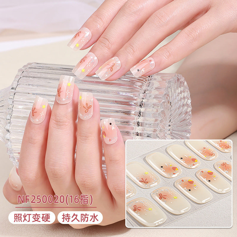 Zhengxiang custom gel nail stickers - waterproof french smudge, sparkle, uv semi-cured nail art stickers, cartoon designs