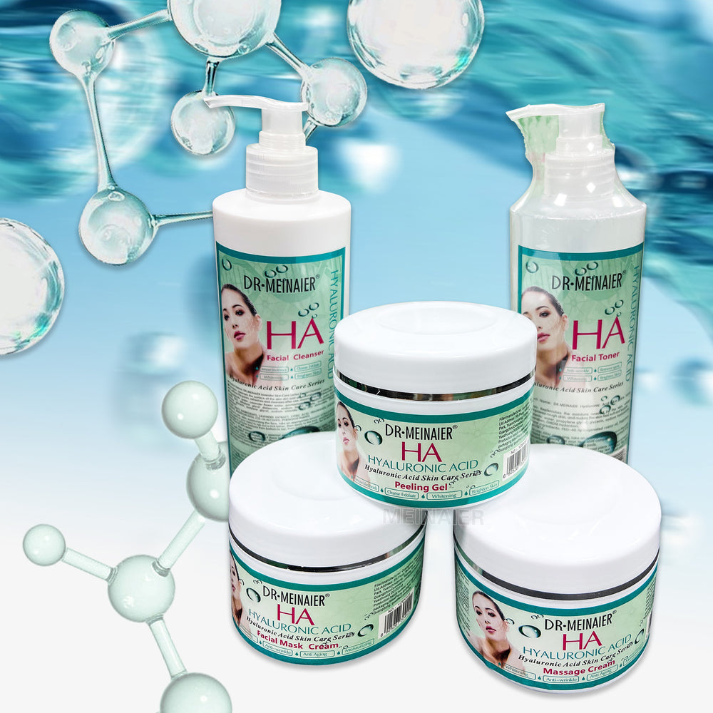 hyaluronic acid skin care 5-piece set soothing repair cleanser essence massage cream beauty salon wholesale