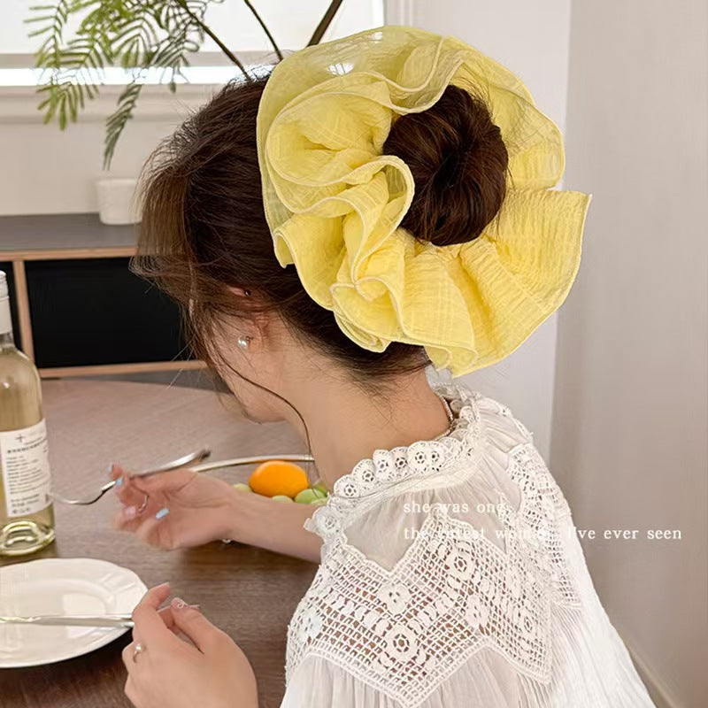 Extra large gentle purple large intestine hair tie for women elegant low ponytail hair tie classy fat intestine head flower hair tie