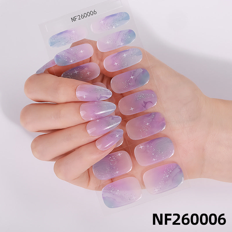Zhengxiang fashion gel manicure stickers waterproof semi-cured gel nail stickers smudged ice uv gel nail
