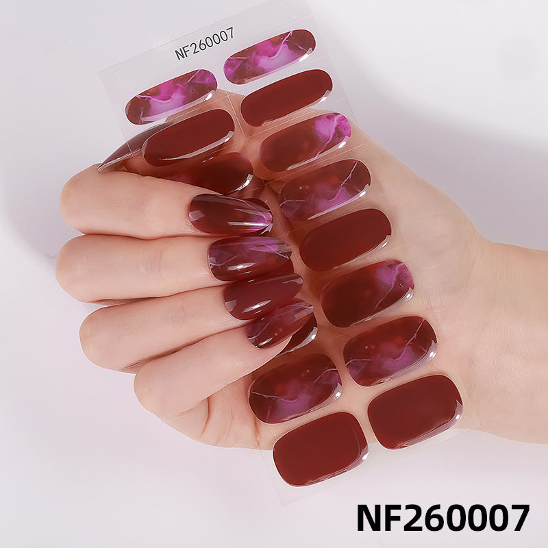 Zhengxiang fashion gel manicure stickers waterproof semi-cured gel nail stickers smudged ice uv gel nail