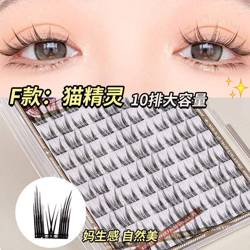 Jonbos self-adhesive glue-free false eyelashes for women, natural simulation, "born-with" style, 3-step application, high volume, individual cluster lashes